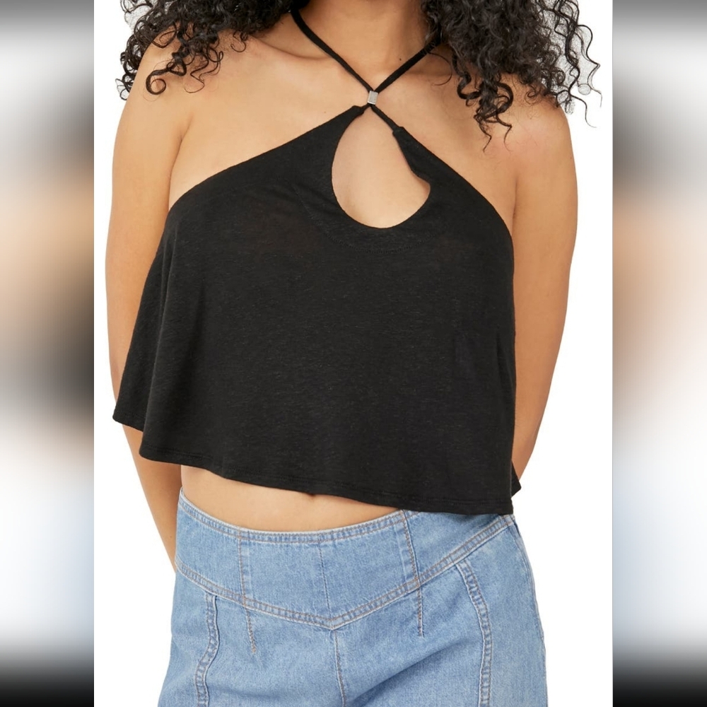 Black Halter Keyhole Crop Top
